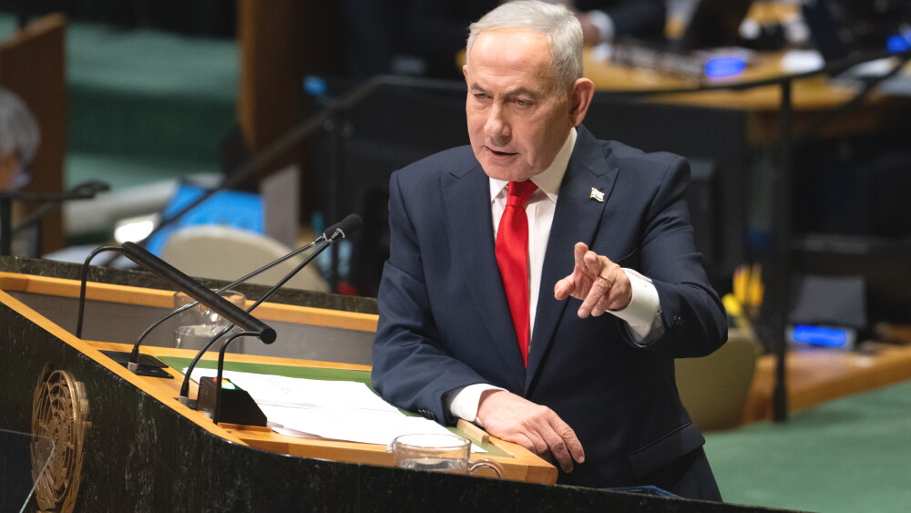 Prime Minister of Israel Benjamin Netanyahu speaks during the 81st session of the United Nations General Assembly at U.N. Headquarters in New York City; September 24, 2026.