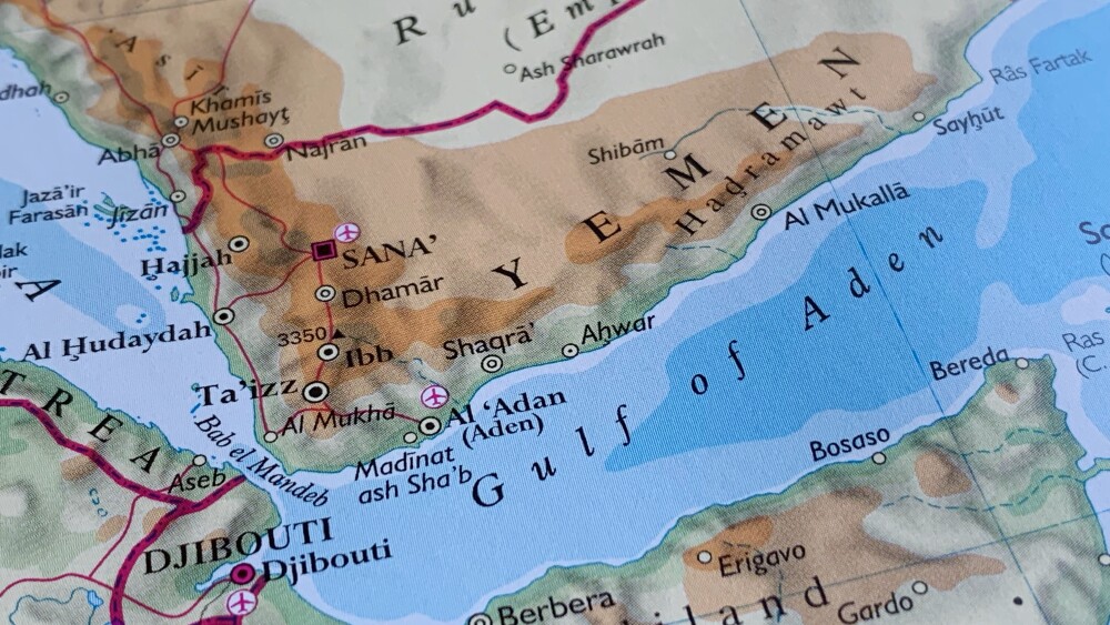 Map of Yemen and the Gulf of Aden.