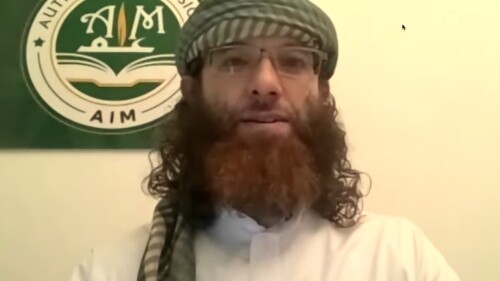 Yunus Paisner, a lawyer from Portland, Oregon, has established a new group called “Shariah Defense,” to protect the rights of Muslims in the United States from attacks by what he calls the “LGBT Monster.” He is doing this work under the tutelage of Karim Abu Zaid, a prominent Salafist in Colorado who praised the Taliban’s return to power in Afghanistan in 2021. (YouTube screenshot.)