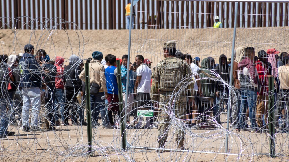 Migrants, mainly from Venezuela, seek asylum at the Mexico-US border on May 13, 2023.