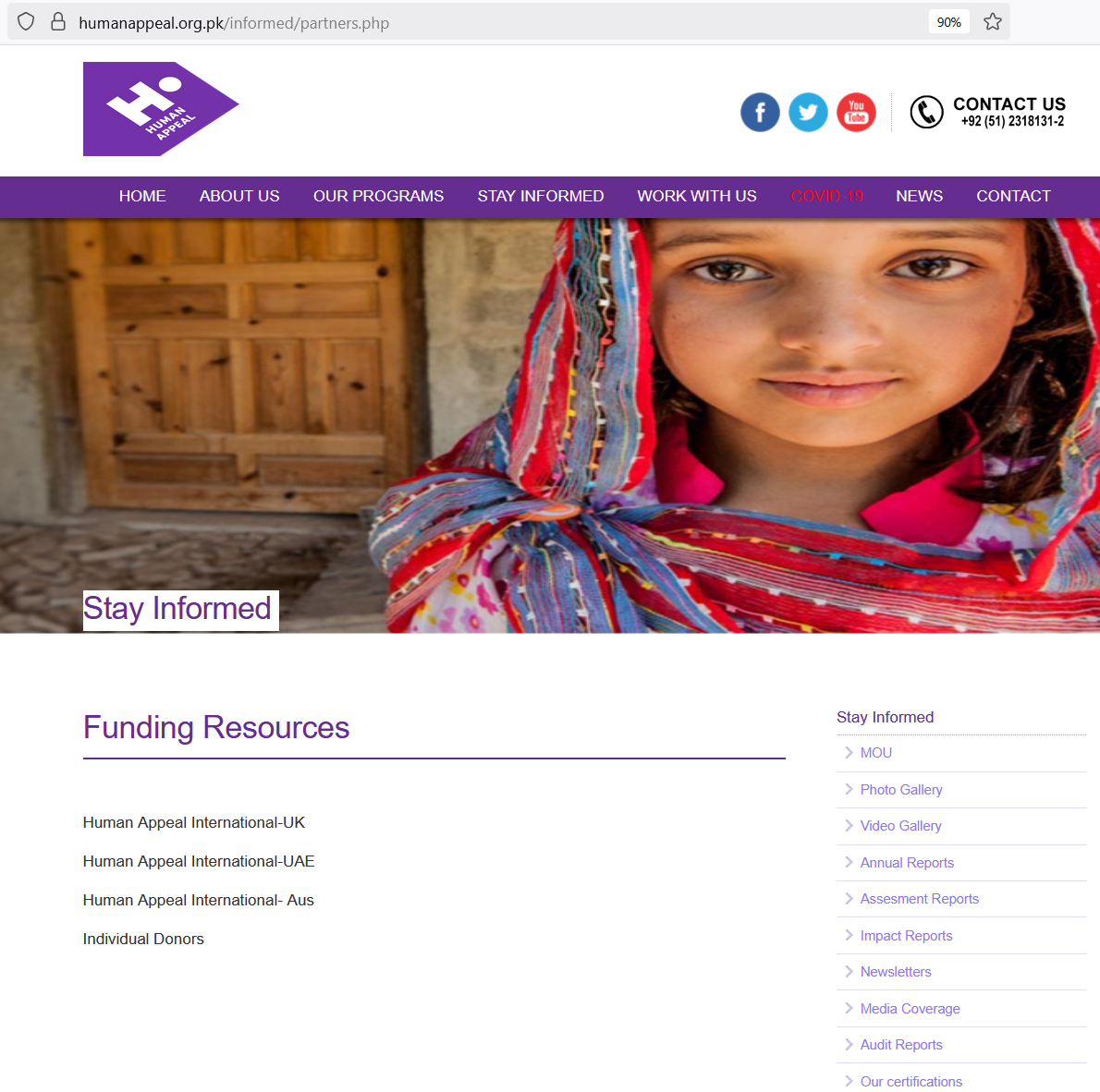 The website of what appears to be Human Appeal's Pakistan office lists Human Appeal in the UAE as one of its "funding resources." Human Appeal's attorneys, Carter Ledyard & Milburn, concede that Human Appeal International UAE "apparently has been accused of funding terrorist organizations."