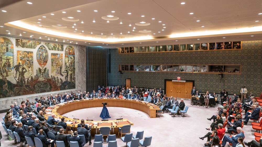 The U.N. Security Council meets at the United Nations headquarters in New York.