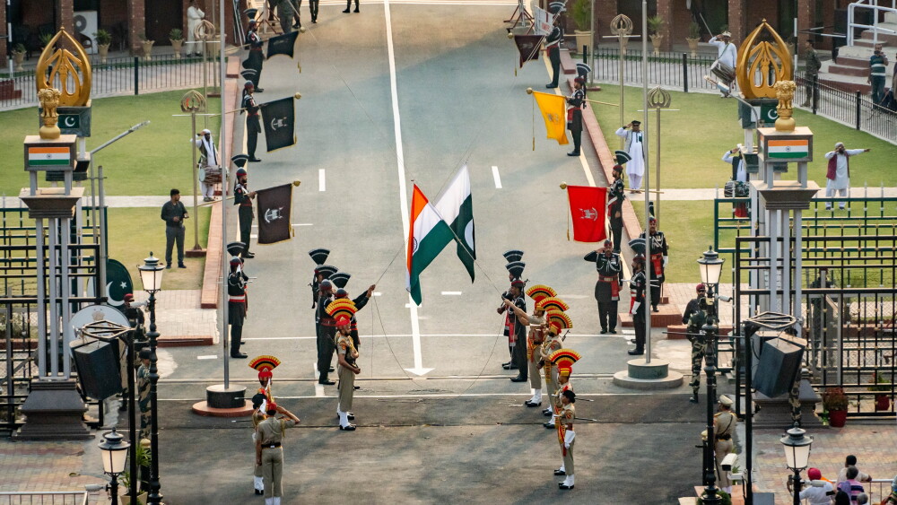 The India-Pakistan Attari-Wagah border ceremony, a daily military drill held just before sunset.