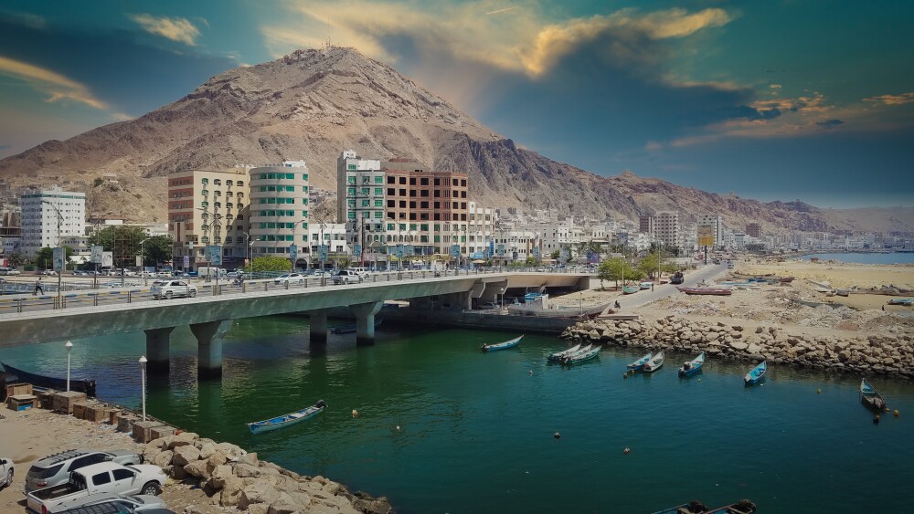 A water canal in the city of Mukalla, southern Yemen.