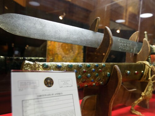A sword claimed by some to have belonged to Muhammad the prophet of Islam in an exhibit at the Jakarta Islamic Center, Jakarta, Indonesia, April 2021.