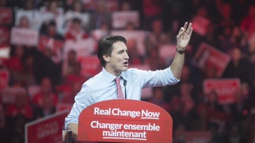 Canadian Prime Minister Justin Trudeau, seen here at an election rally in Brampton, Ontario,