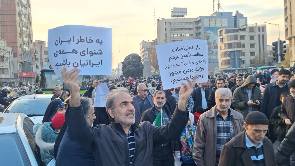 Protesters in Tehran, Iran, in January 2026.