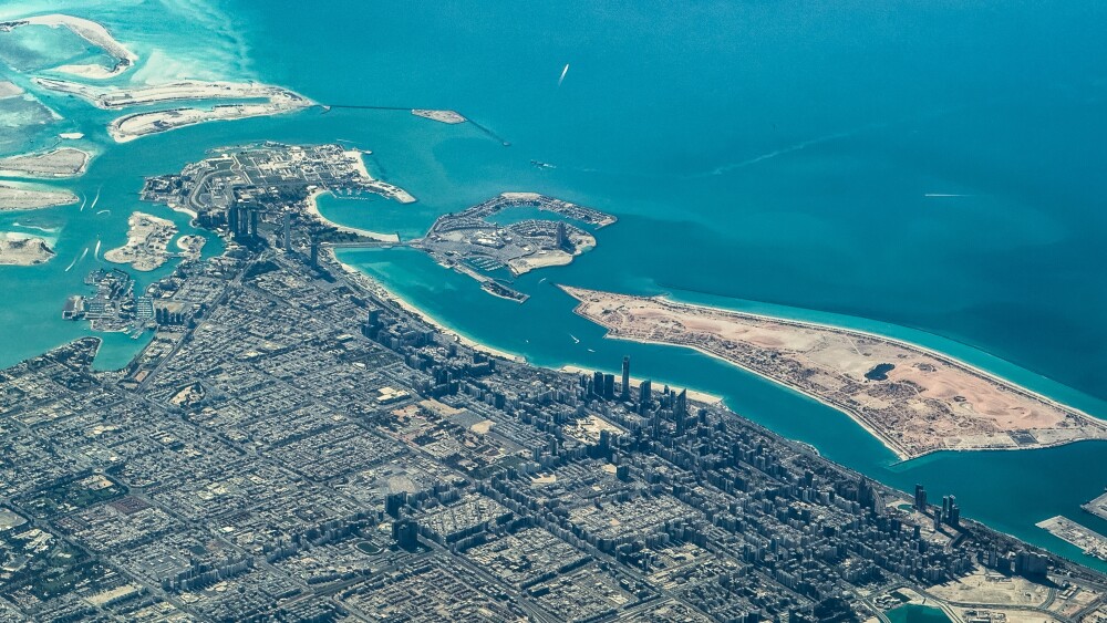 The city of Abu Dhabi, capital of Emirate of Abu Dhabi in the United Arab Emirates, is located on a island in the Persian Gulf.