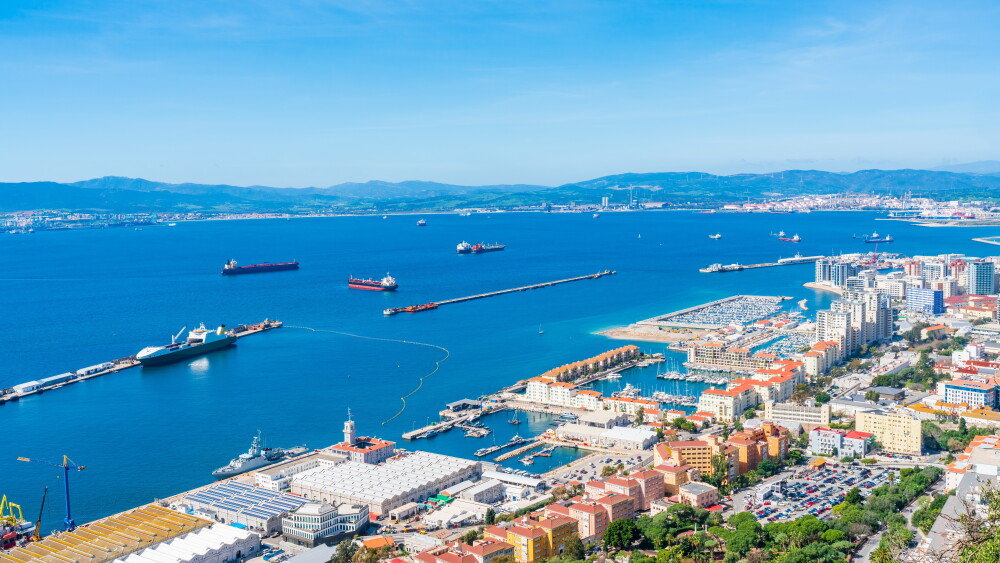 A view of Spain across the Gibraltar Bay from the Upper Rock.