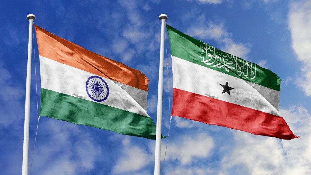 The national flags of India and Somaliland.