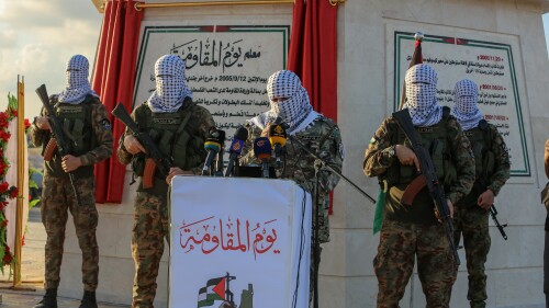 Armed Palestinian factions in the southern Gaza Strip in September 2023.