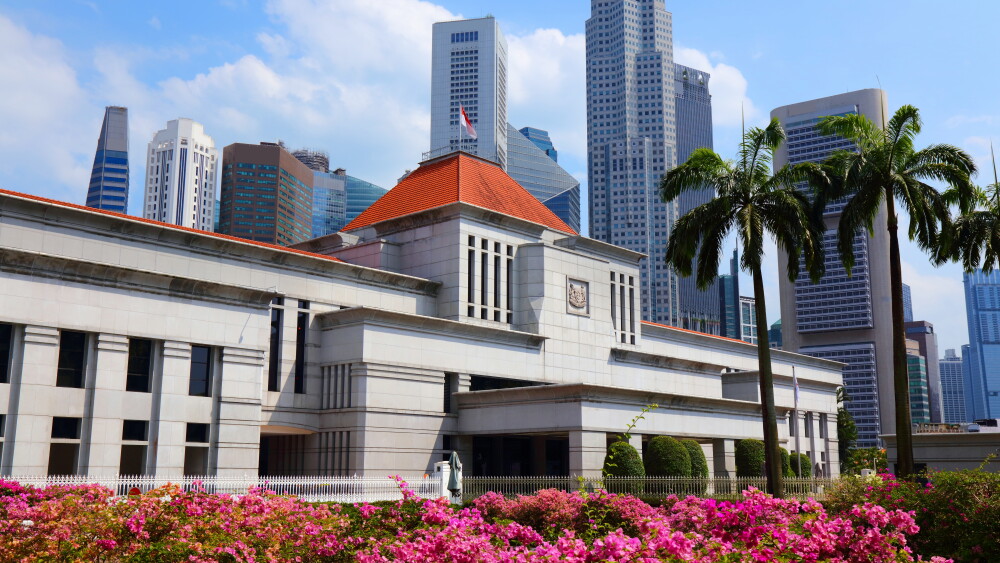 The Singapore Parliament House in the Civic District of the downtown core.