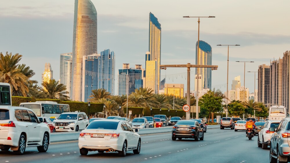 A street scene in Abu Dhabi, United Arab Emirates.