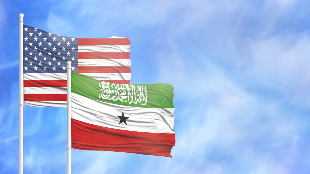 The flag of Somaliland flies alongside the U.S. flag.