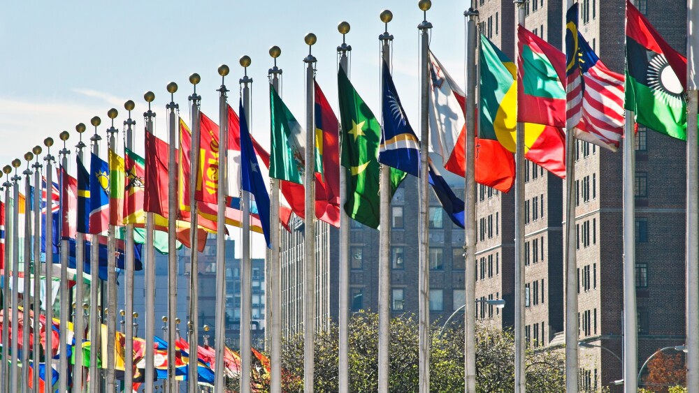 Outside the United Nations headquarters in New York.