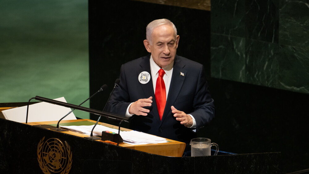 Prime Minister Benjamin Netanyahu will be delivering what could be his final address on the floor of the United Nations when he takes to the podium in Turtle Bay on Thursday. Above: Netanyahu speaks during the U.N. General Assembly in New York City; September 27, 2025.