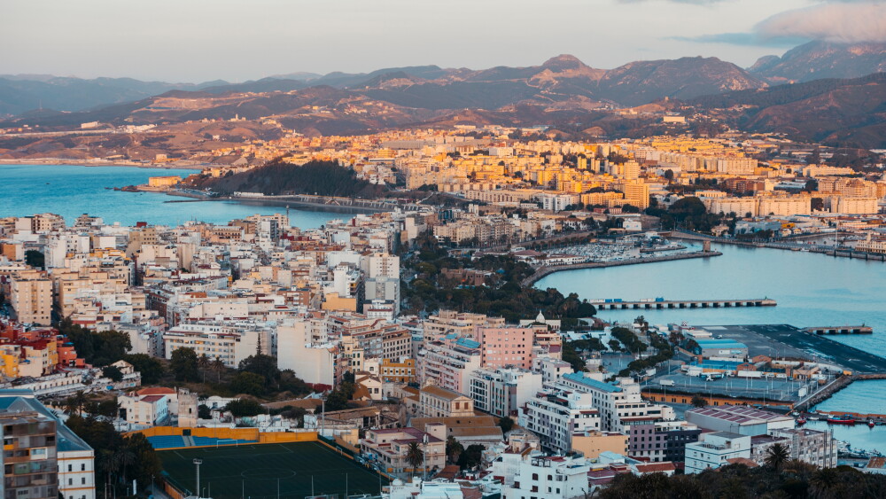 A view of the Spanish enclave of Ceuta and its two bays.