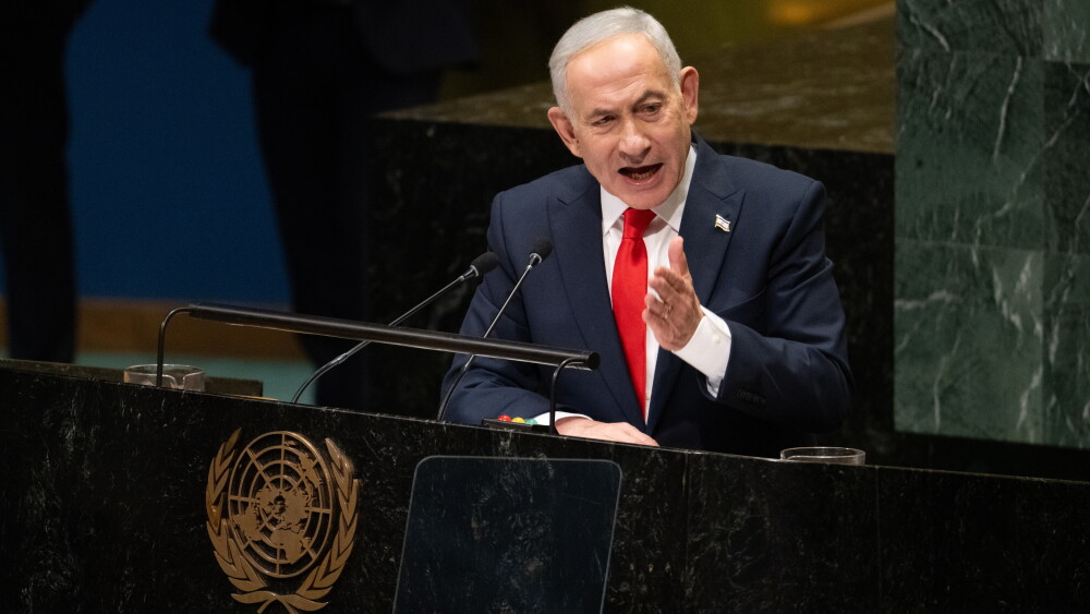 Israeli Prime Minister Benjamin Netanyahu speaks during the 81st session of the United Nations General Assembly at U.N. Headquarters in New York City; September 24, 2026.