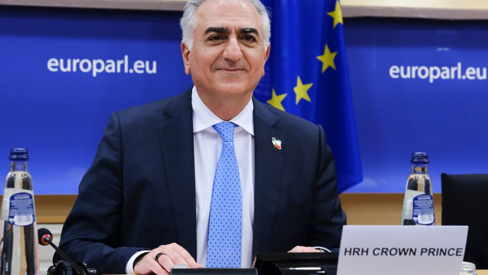 Iran's former Crown Prince Reza Pahlavi at a session of European Parliament in Brussels, Belgium, on March 1, 2023.