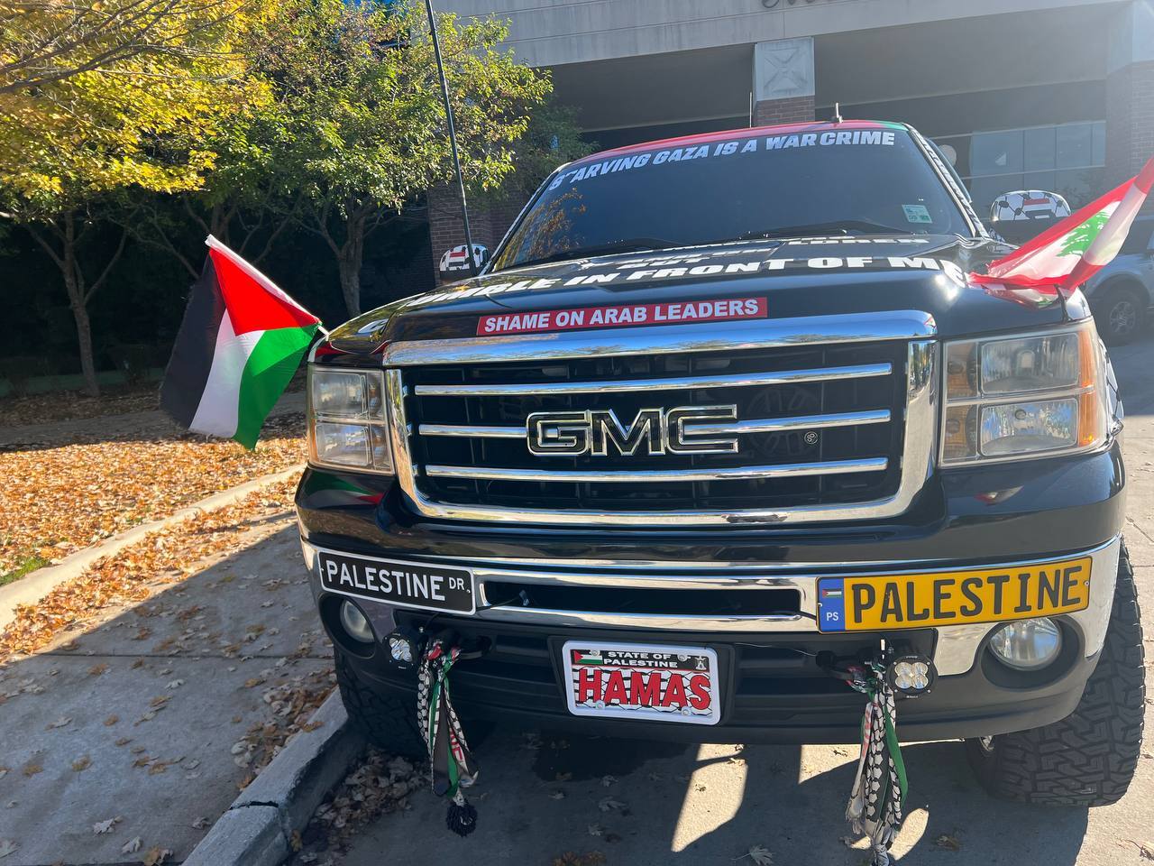 ArabCon attendees were greeted with anti-Israel propaganda from activist Abdullah Hammad, who calls himself a “Redneck for Palestine.” He parked his GMC truck—bearing a “Hamas” license plate—outside the Ford Community and Performing Arts Center in Dearborn, Michigan, where the event took place.