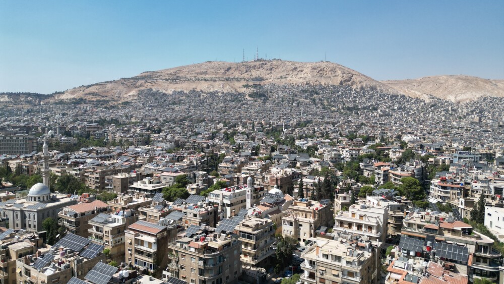 An aerial view of Damascus, Syria, in September 2025. The country has massive infrastructure damage from years of civil war.