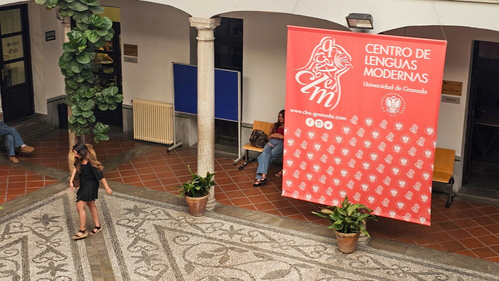 Ariana Harwicz, shortlisted for the Booker International Prize, was due to take part on September 26 in an event devoted to her work. The invitation was withdrawn after protests by activists and university students who discovered something they considered extremely serious: Harwicz is a pro-Israel Jew. Image: an interior courtyard at the language center of the University of Granada, Andalusia, Spain; June 19, 2026.