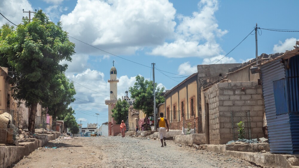 A city street in Dikhil, Djibouti, the administrative center of the Dikhil Region and home to the Afar and Somali ethnic groups.