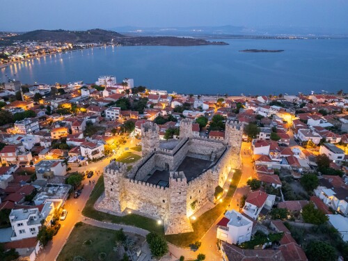 Shoreline of the Aegean Sea in İzmir Province, Turkey.
