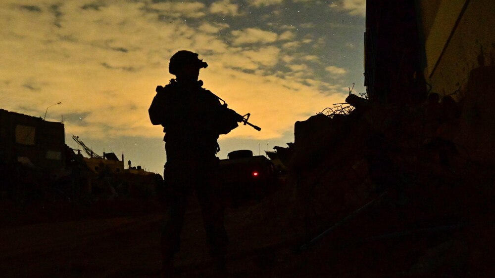 Hamas believes it is winning the long game, and the diplomatic calendar gives it little reason to think otherwise. Image: A silhouette of an Israeli soldier, a member of the Israel Defense Forces (IDF), is captured during a night operation in Khan Yunis, Gaza Strip; January 30, 2024.