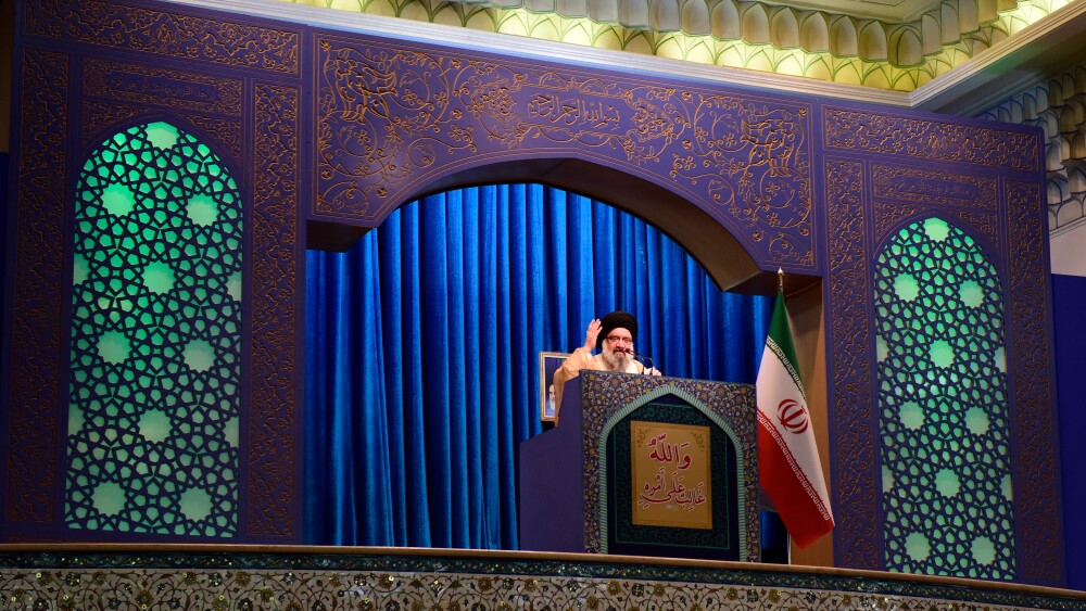 Senior cleric Ahmad Khatami during Friday prayers at the Grand Mosalla of Tehran, in a file photo.