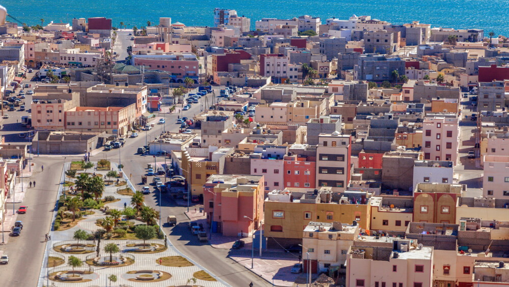 An aerial view of Dakhla, Western Sahara, Morocco.