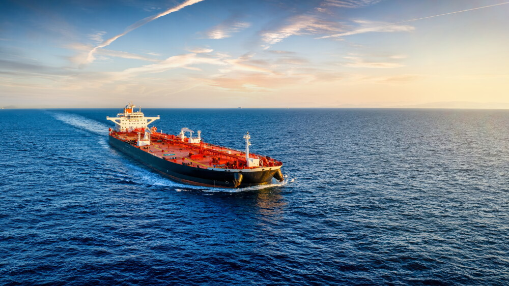 A tanker on the open sea.