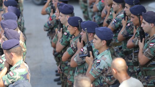 Tyre, Lebanon, Aug. 23, 2019; members of the Lebanese Armed Forces (LAF) during a ceremony. In early January 2024 the Lebanese Parliament elected the commander of the LAF, Joseph Aoun, as president of Lebanon.