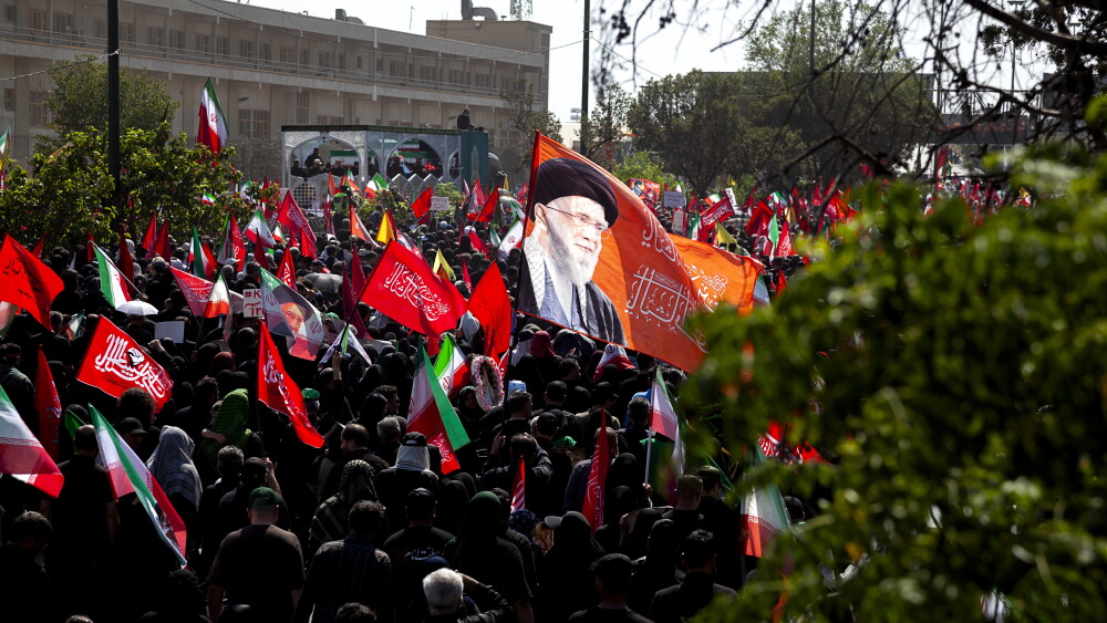 Mourners in the streets of Tehran for Supreme Leader Ali Khamenei's funeral.