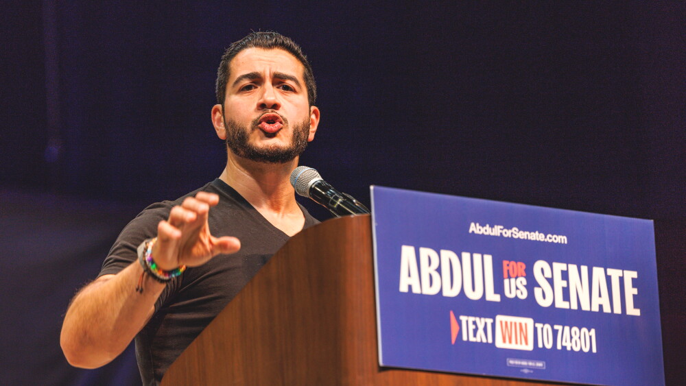The razor-thin victory of Abdul el Sayed over Haley Stevens — with a margin of less than 1 percent or just 13,792 votes — followed an active season of politicking by at least seven Michigan mosques. Most of that activity appears to contradict IRS guidance. Image: Abdul el-Sayed at a campaign rally in Grand Rapids, Michigan, July 19, 2026.