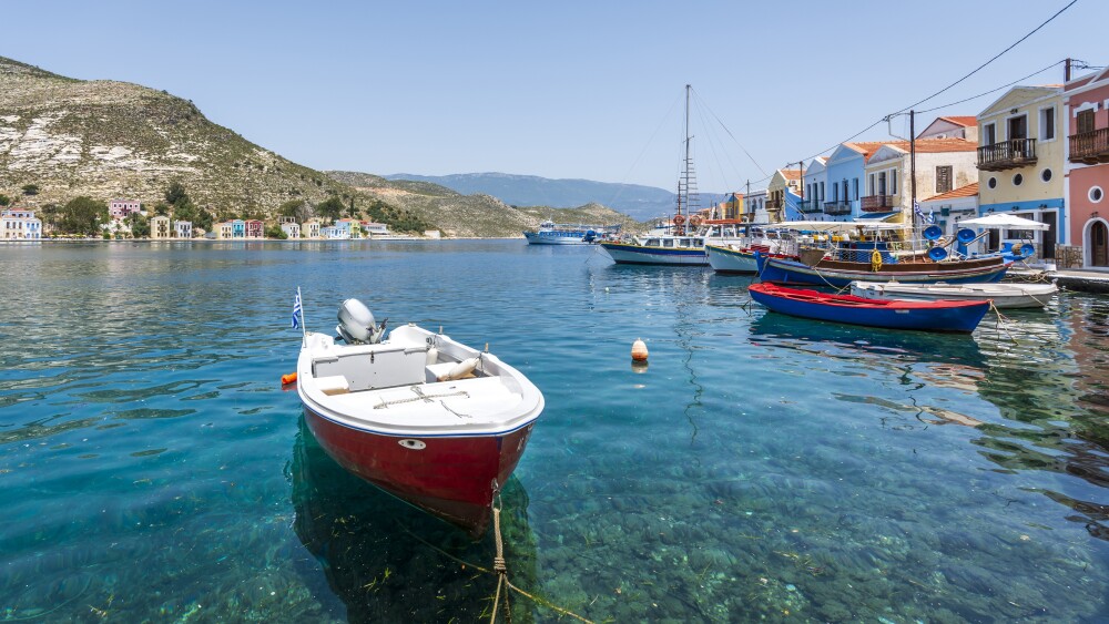 The Greek island of Kastellorizo sits only a few miles off the southern coast of Turkey.