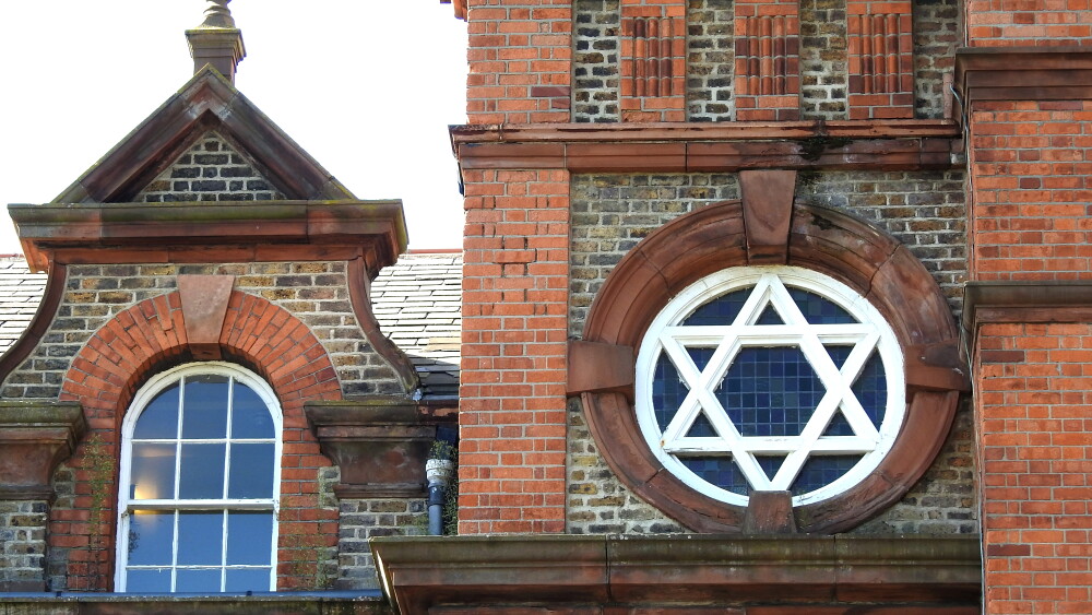 The Star of David hexagram window at the top of the Intercontinental Hotel, Ballsbridge, Dublin.