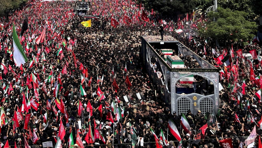 The Islamic Republic is not only burying a former supreme leader but, more importantly, trying to convert his death into a staged affirmation of authority, legitimacy, and transnational Shia leadership. Image: Mourners attend a farewell ceremony for Iran’s late Ayatollah Ali Khamenei on July 6, 2026, in Tehran, Iran.