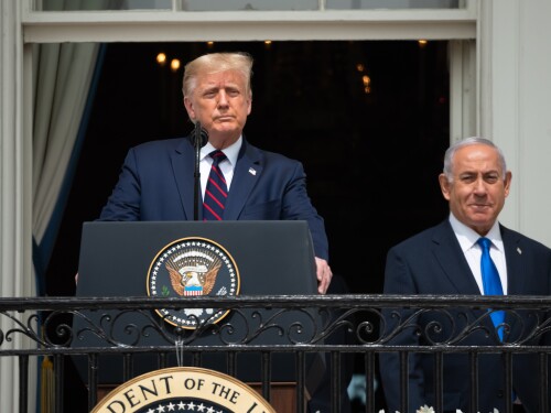 President Donald Trump and Israeli Prime Minister Benjamin Netanyahu at the signing of the Abraham Accords in 2020.