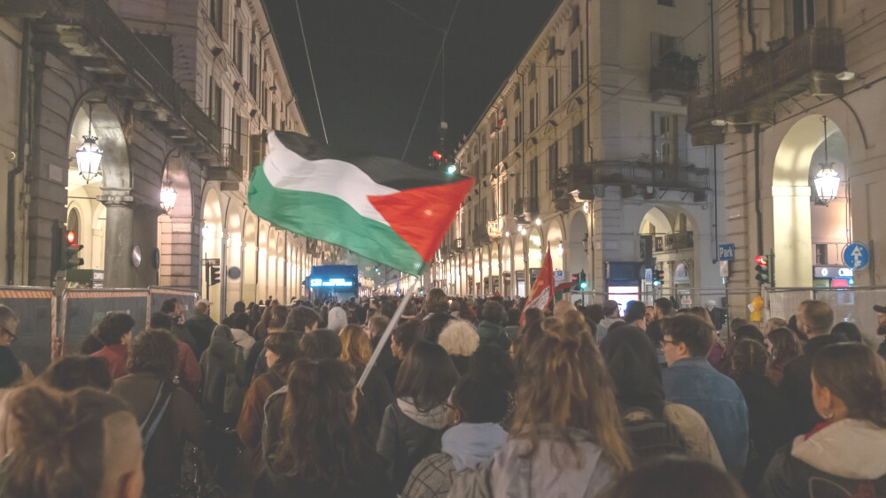 There were 75 events against the Jewish state on Remembrance Day itself. And if the demonstrations are extended to 14 October, the total rises to 262. Image: An anti-Israel protest in Torino, Italy, on October 7, 2024.