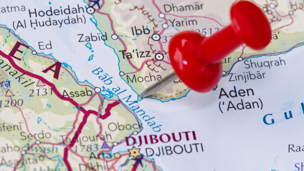 Mocha, a Yemeni city along the Bab-el-Mandeb, has a port and an airport.